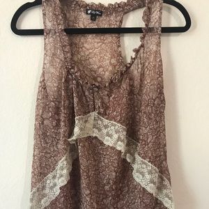 Lily White Chiffon Racer Back Tank with lace